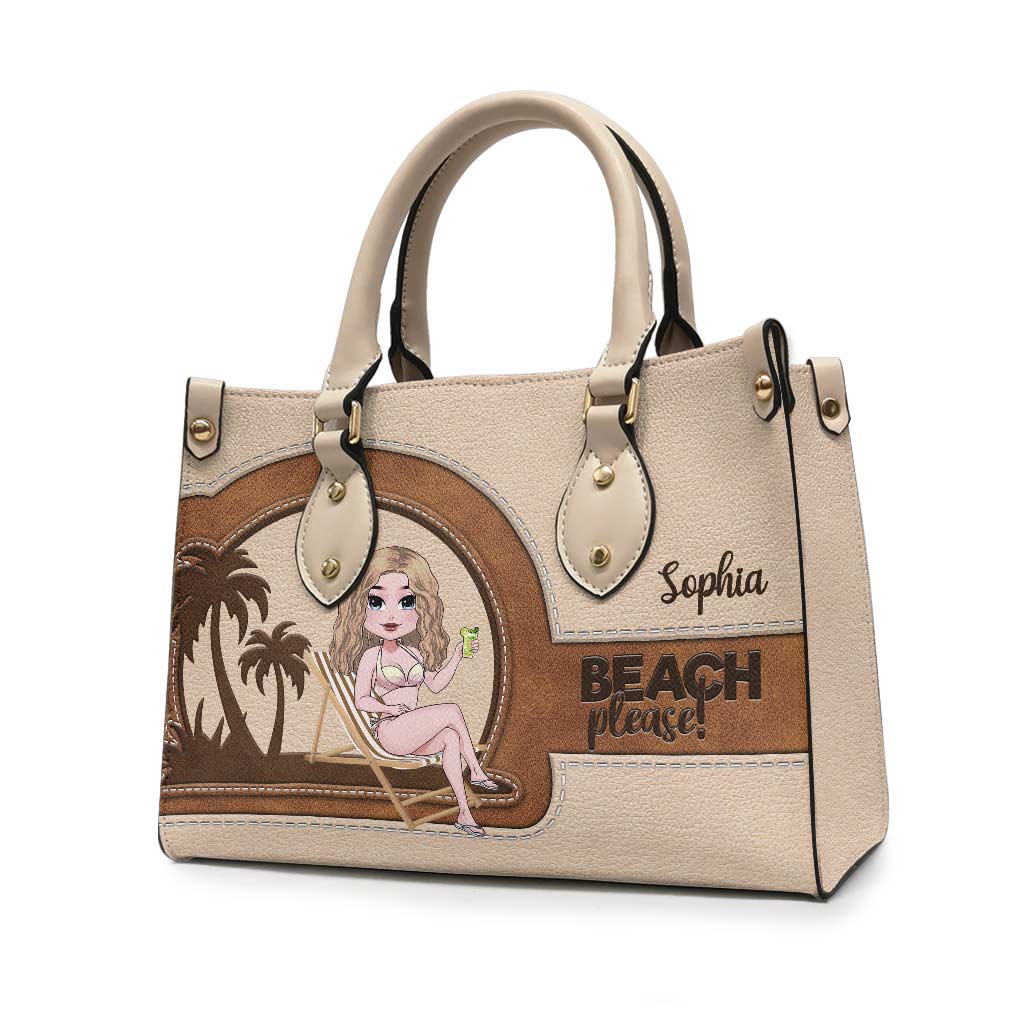 Beach Please - Sac à main en cuir personnalisé pour amoureux de la mer