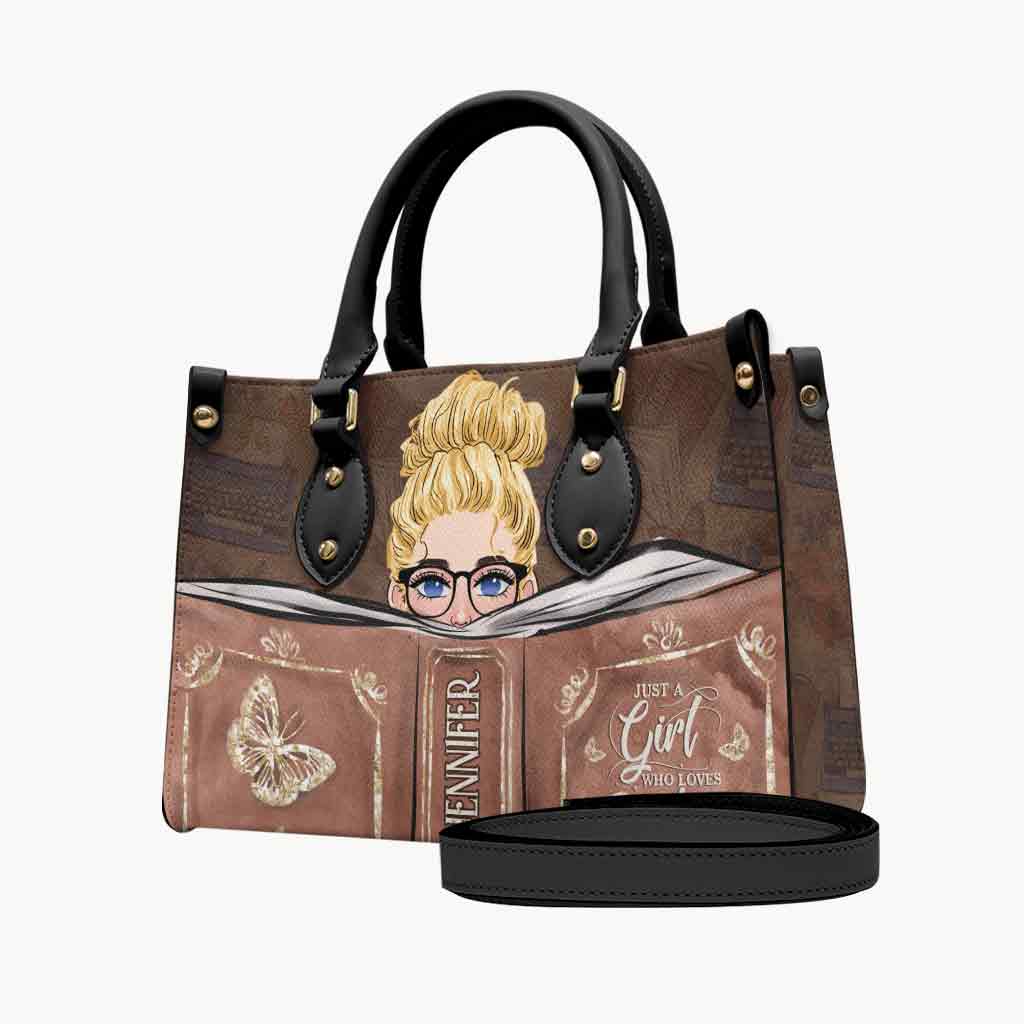 Sac à main en cuir personnalisé « Juste une fille qui aime lire »