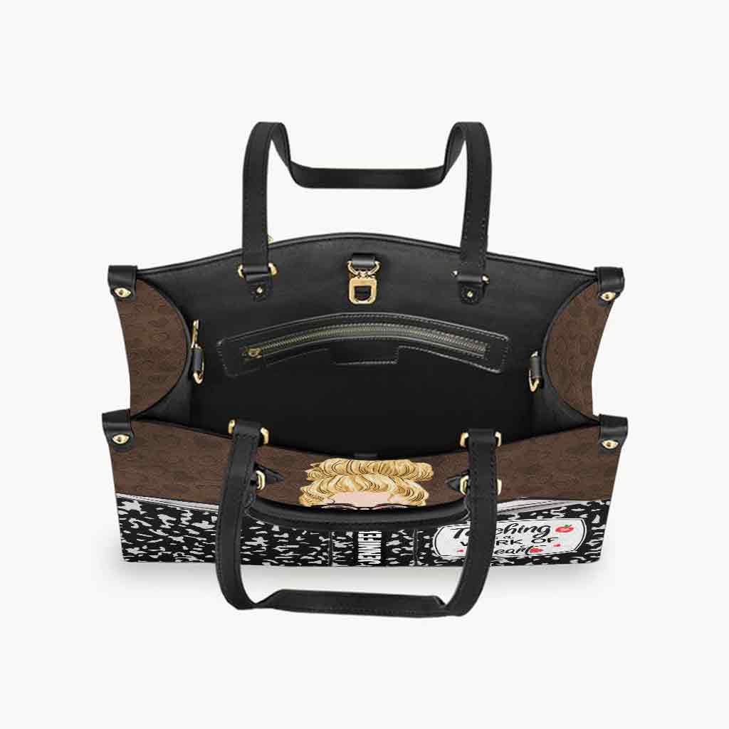Enseigner, c'est un travail de cœur - Sac à main en cuir personnalisé pour enseignant