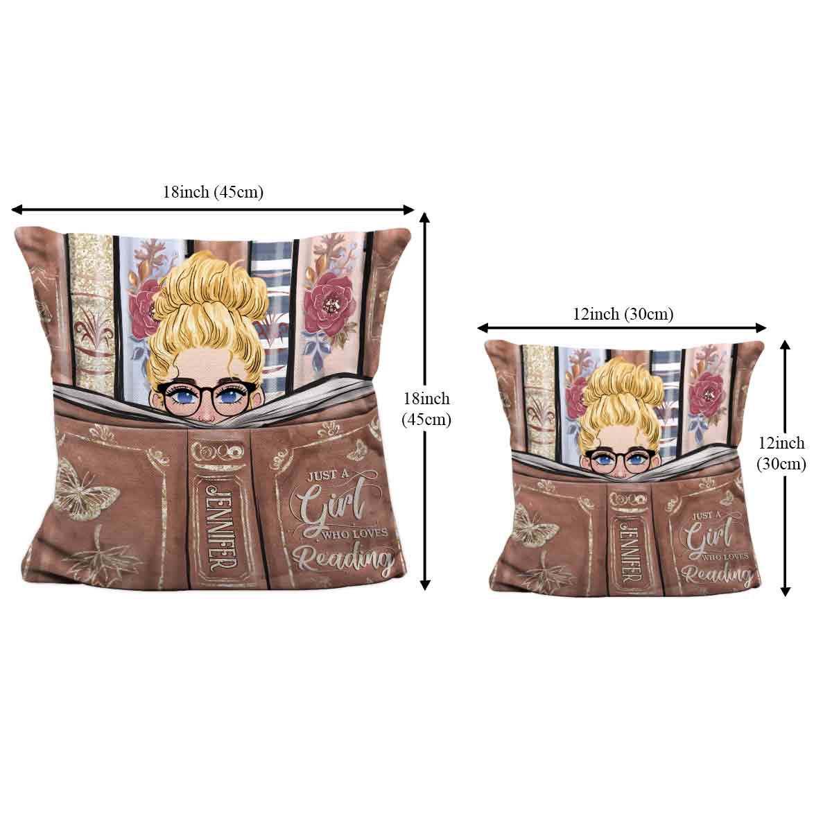 Juste une fille qui aime lire - Coussin à poche en forme de livre personnalisé