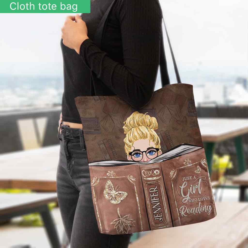 Sac fourre-tout personnalisé « Juste une fille qui aime lire »