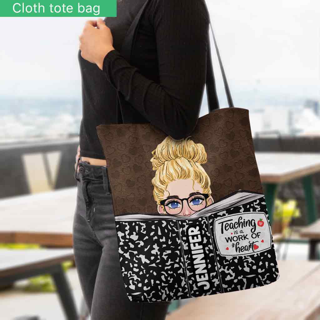 Enseigner, c'est un travail de cœur - Sac fourre-tout personnalisé pour enseignants