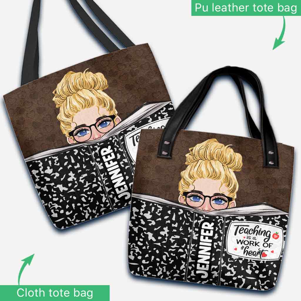 Enseigner, c'est un travail de cœur - Sac fourre-tout personnalisé pour enseignants