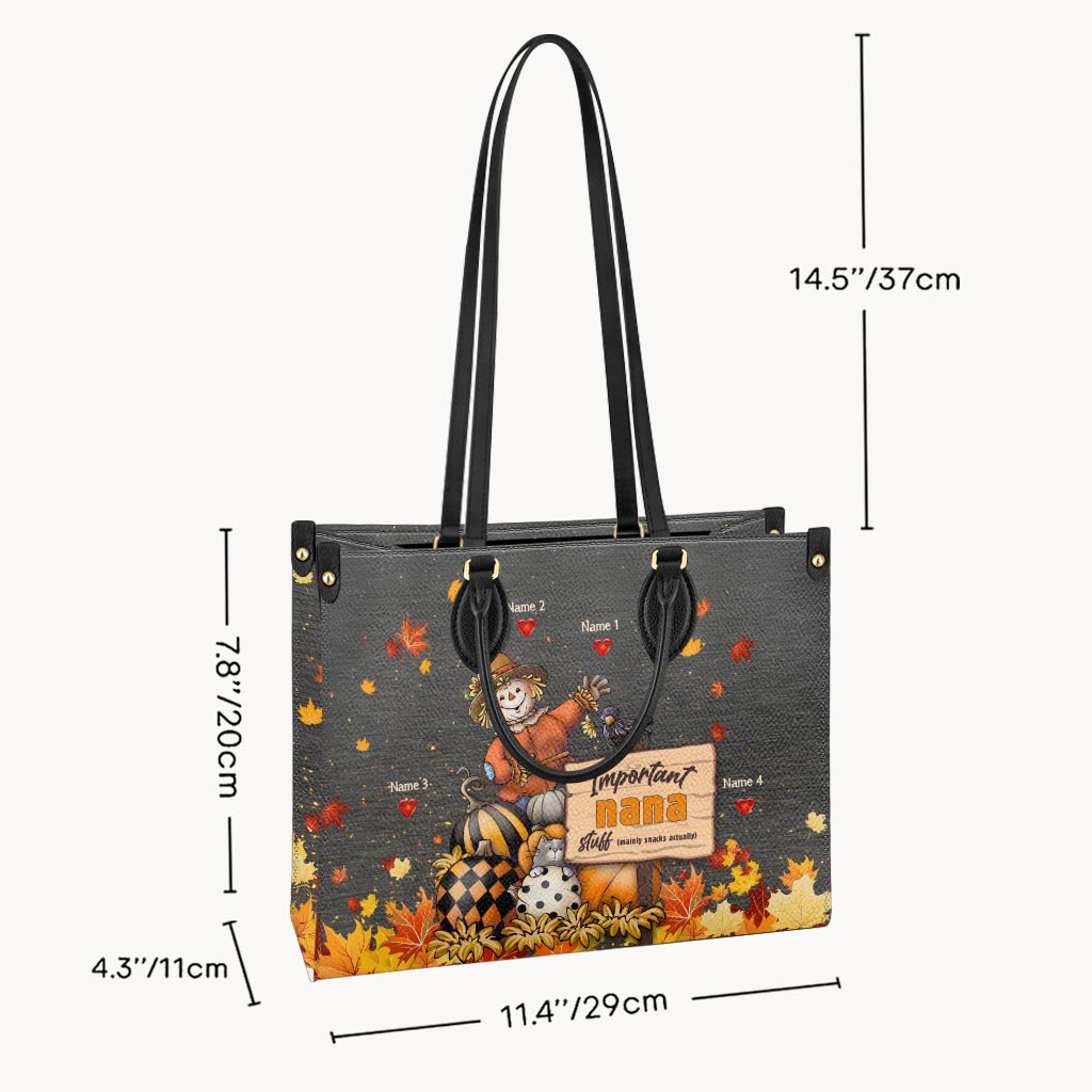 Important Nana Stuff - Personalized Grandma Leather Handbag