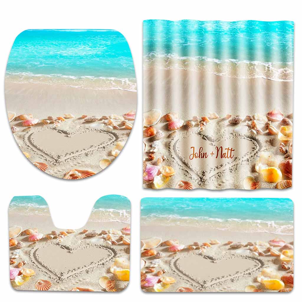 Sea Shell Love - Personalized Sea Lover Bathroom Curtain & Mats Set