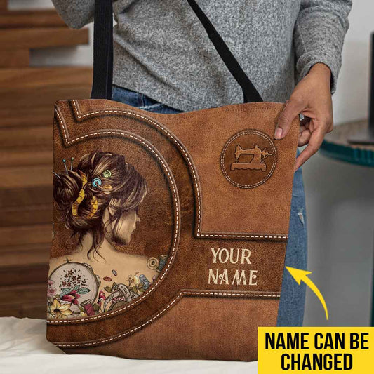 Sac fourre-tout personnalisé « J'adore coudre »