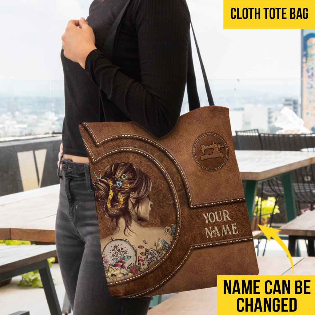 Sac fourre-tout personnalisé « J'adore coudre »