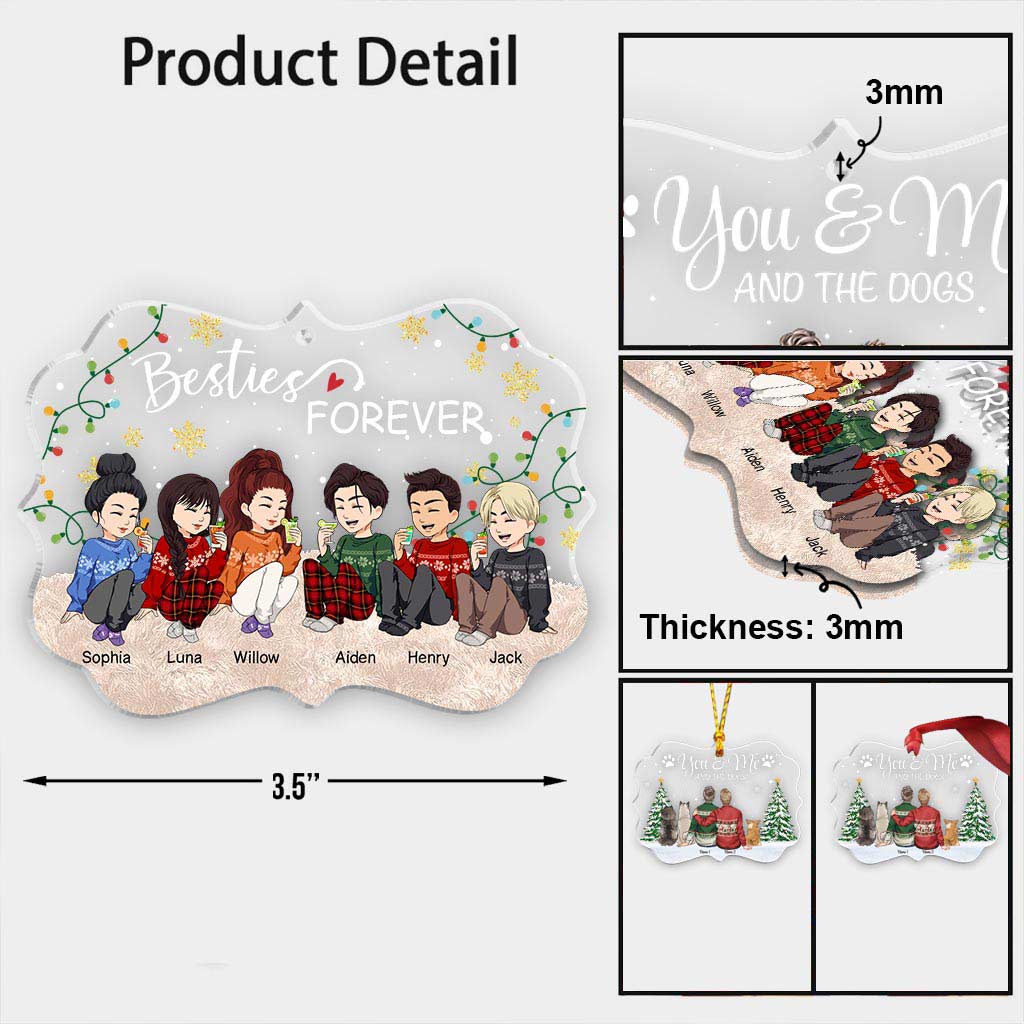 Meilleures amies pour toujours - Ornement de Noël transparent personnalisé pour meilleures amies