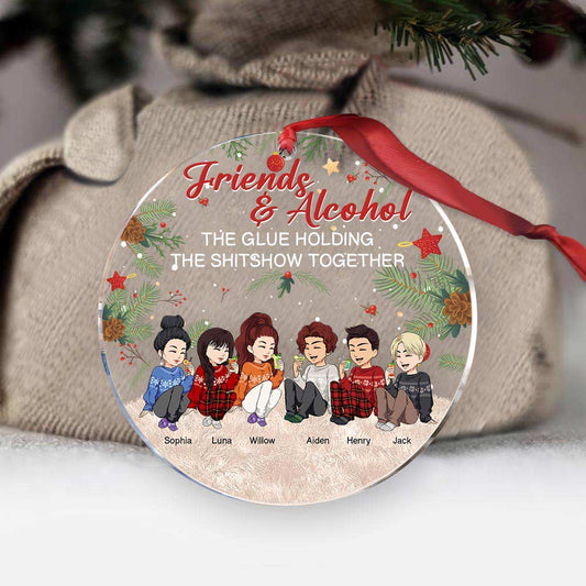 Alcohol Besties - Personalized Christmas Bestie Transparent Ornament