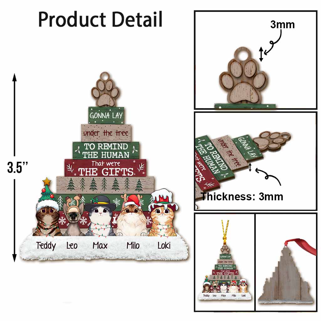 Je vais me coucher sous le sapin - Ornement de Noël personnalisé en forme de chat