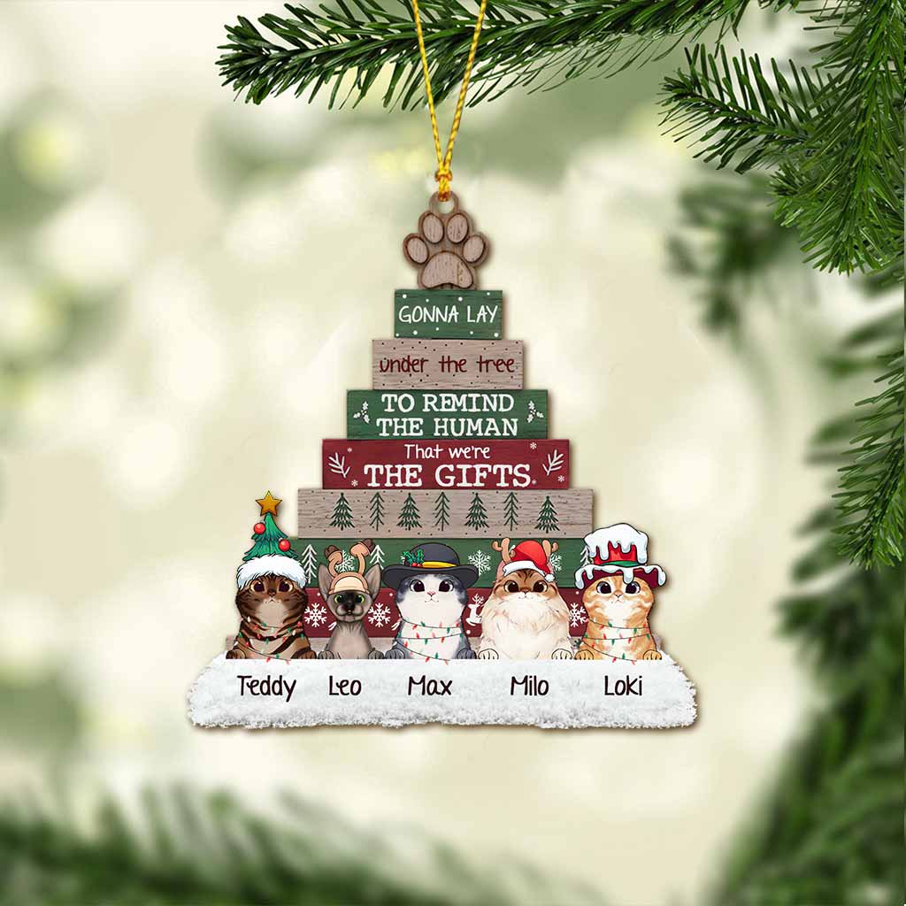 Je vais me coucher sous le sapin - Ornement de Noël personnalisé en forme de chat