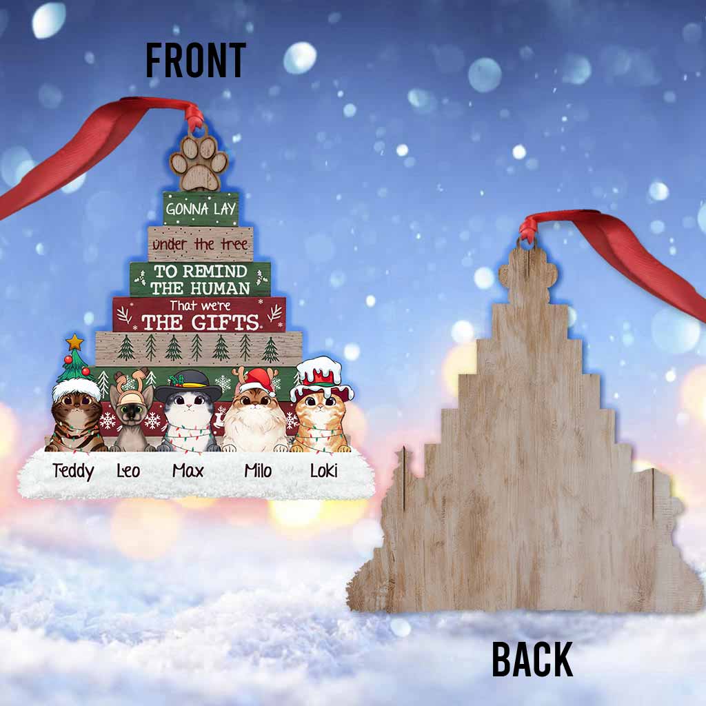 Je vais me coucher sous le sapin - Ornement de Noël personnalisé en forme de chat