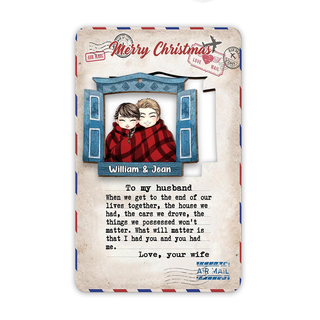 When We Get To The End - Personalized Christmas Couple Wooden Card Pop Out Ornament