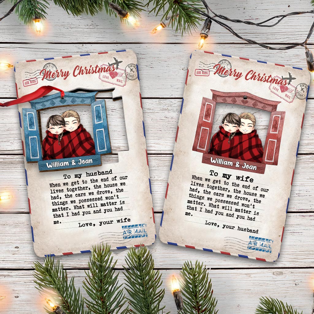 When We Get To The End - Personalized Christmas Couple Wooden Card Pop Out Ornament