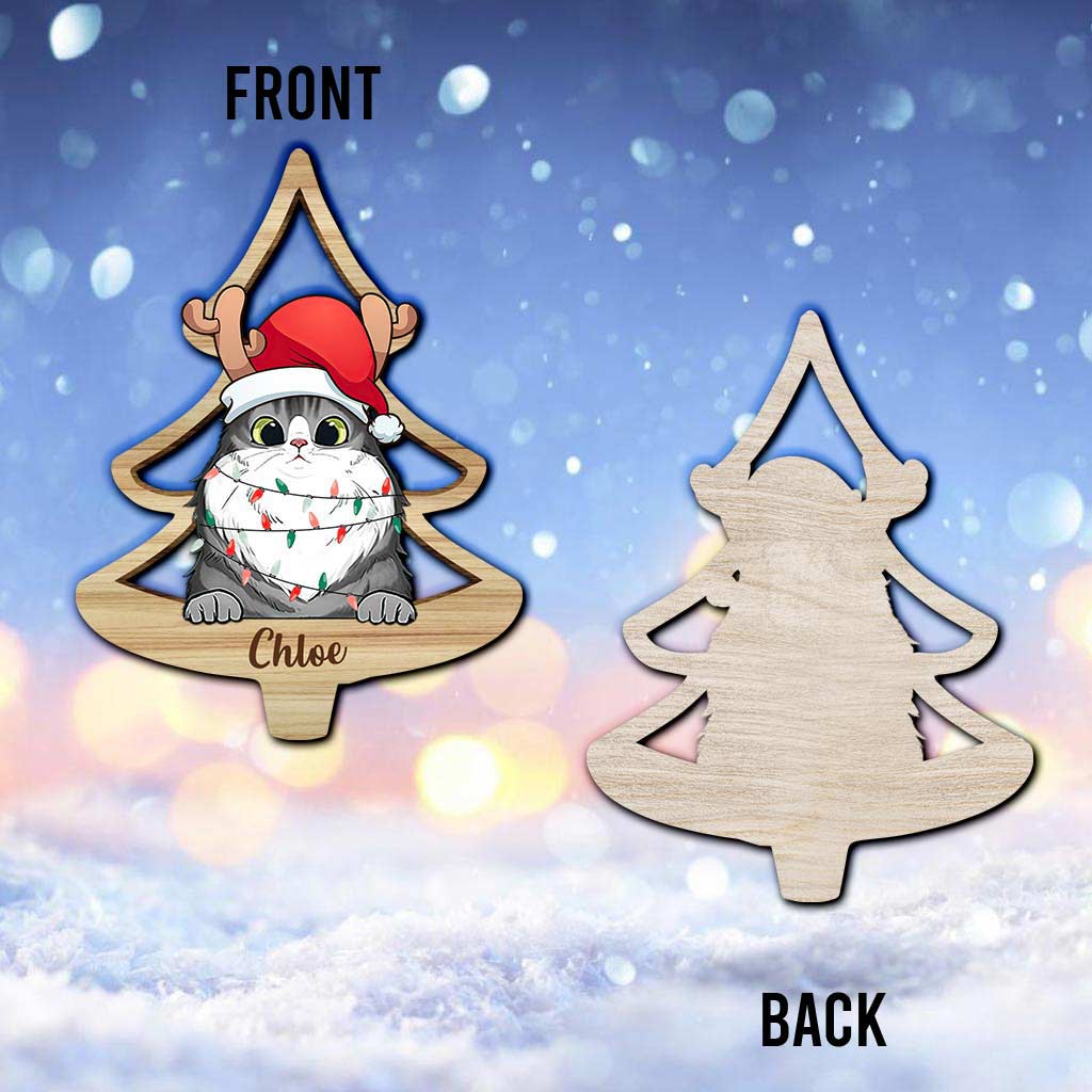 Sapin de Noël Chat Adorable - Ornement de Noël Chat Personnalisé