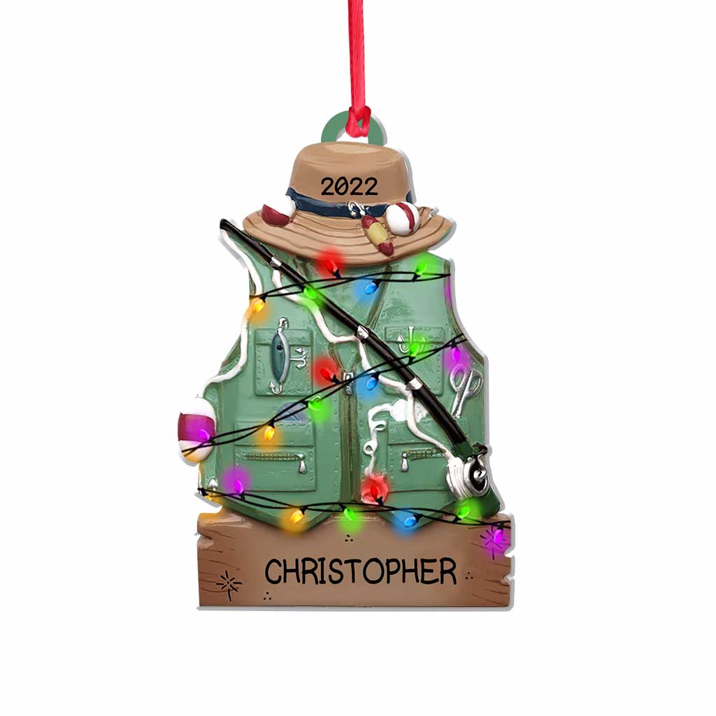 Tenue de pêche - Ornement de Noël personnalisé (Impression recto verso)