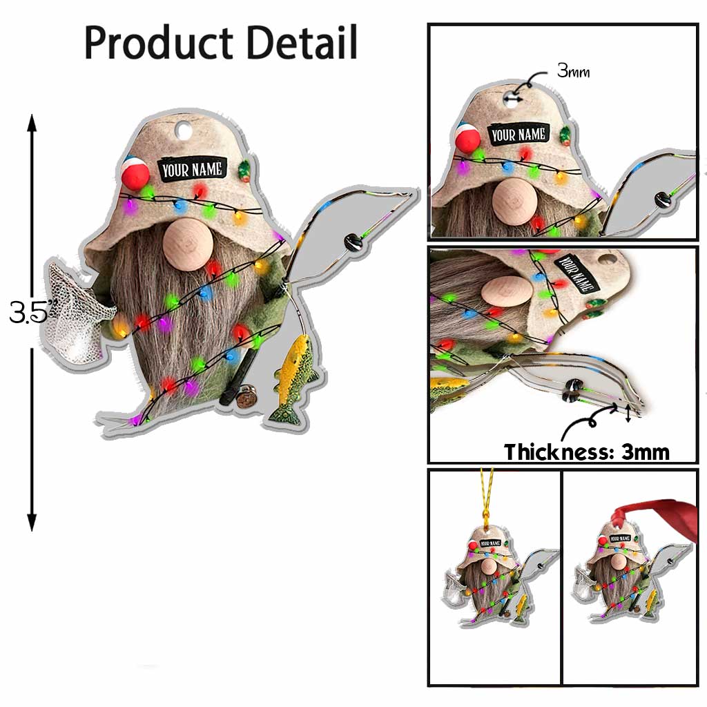 Gone Fishing - Personalized Christmas Transparent Ornament