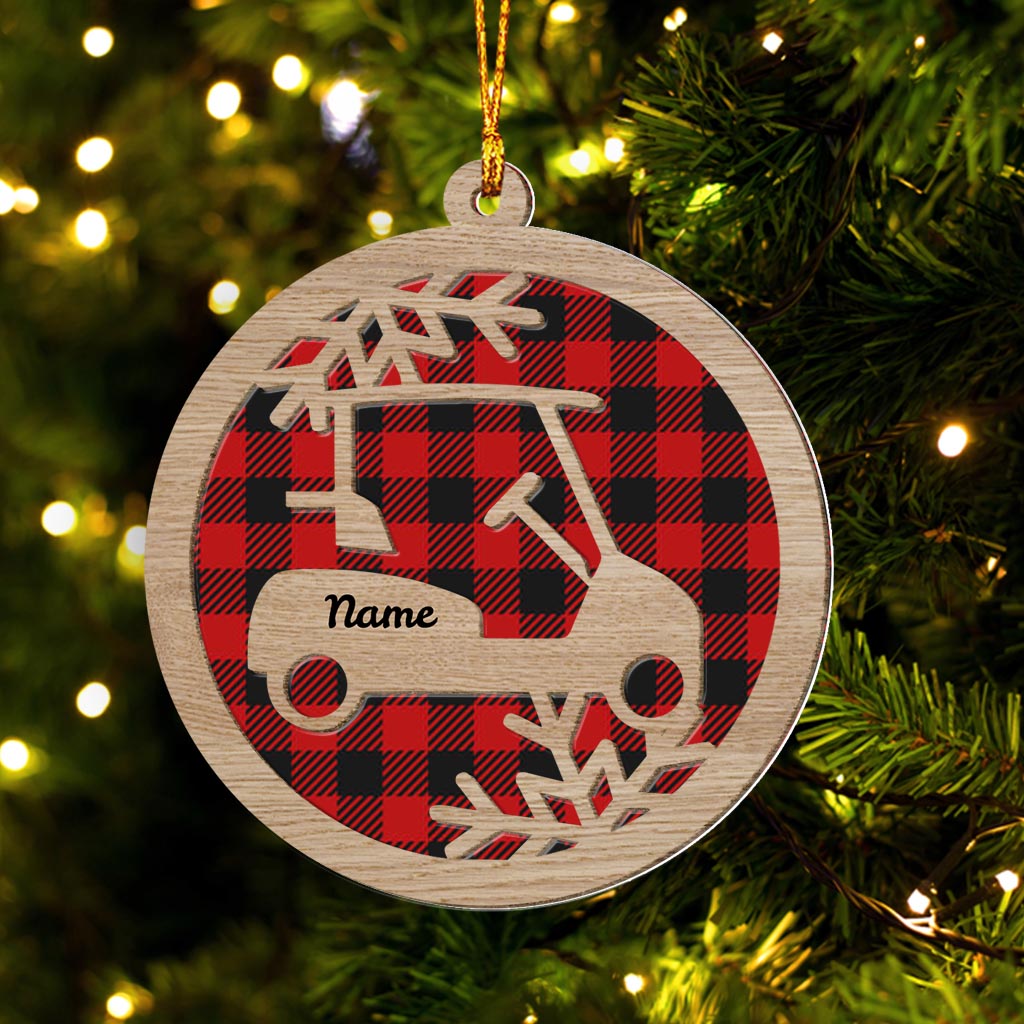 Voiturette de golf - Ornement de Noël personnalisé en bois superposé pour le golf