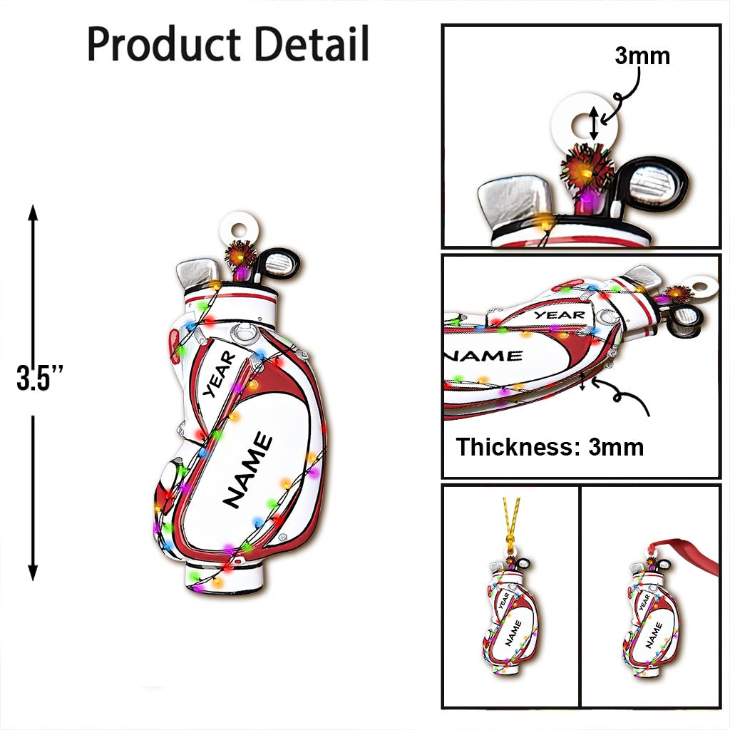 Sac de golf - Ornement de golf de Noël personnalisé (Impression recto verso)