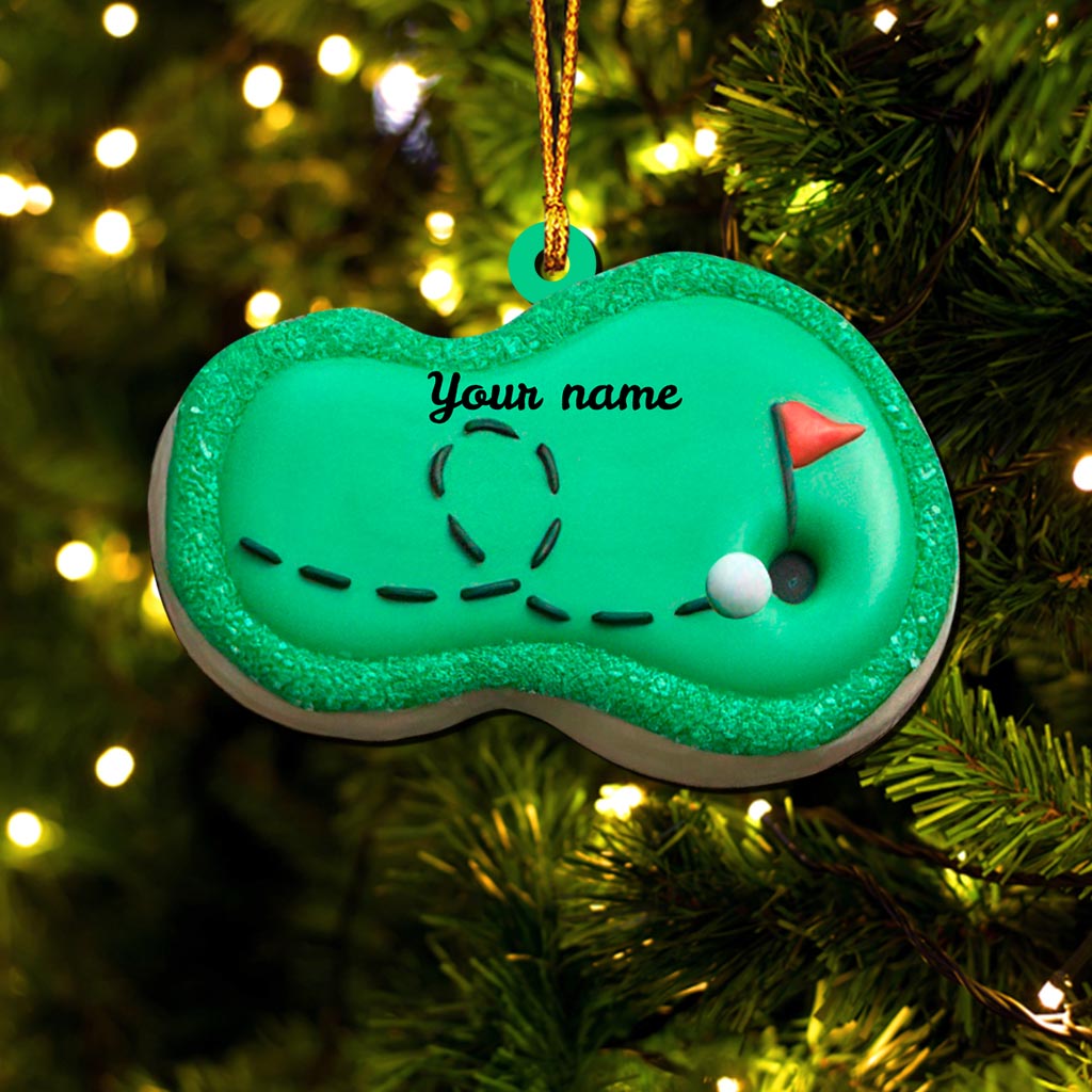 Parcours de golf - Ornement de Noël personnalisé sur le thème du golf (Impression recto verso)