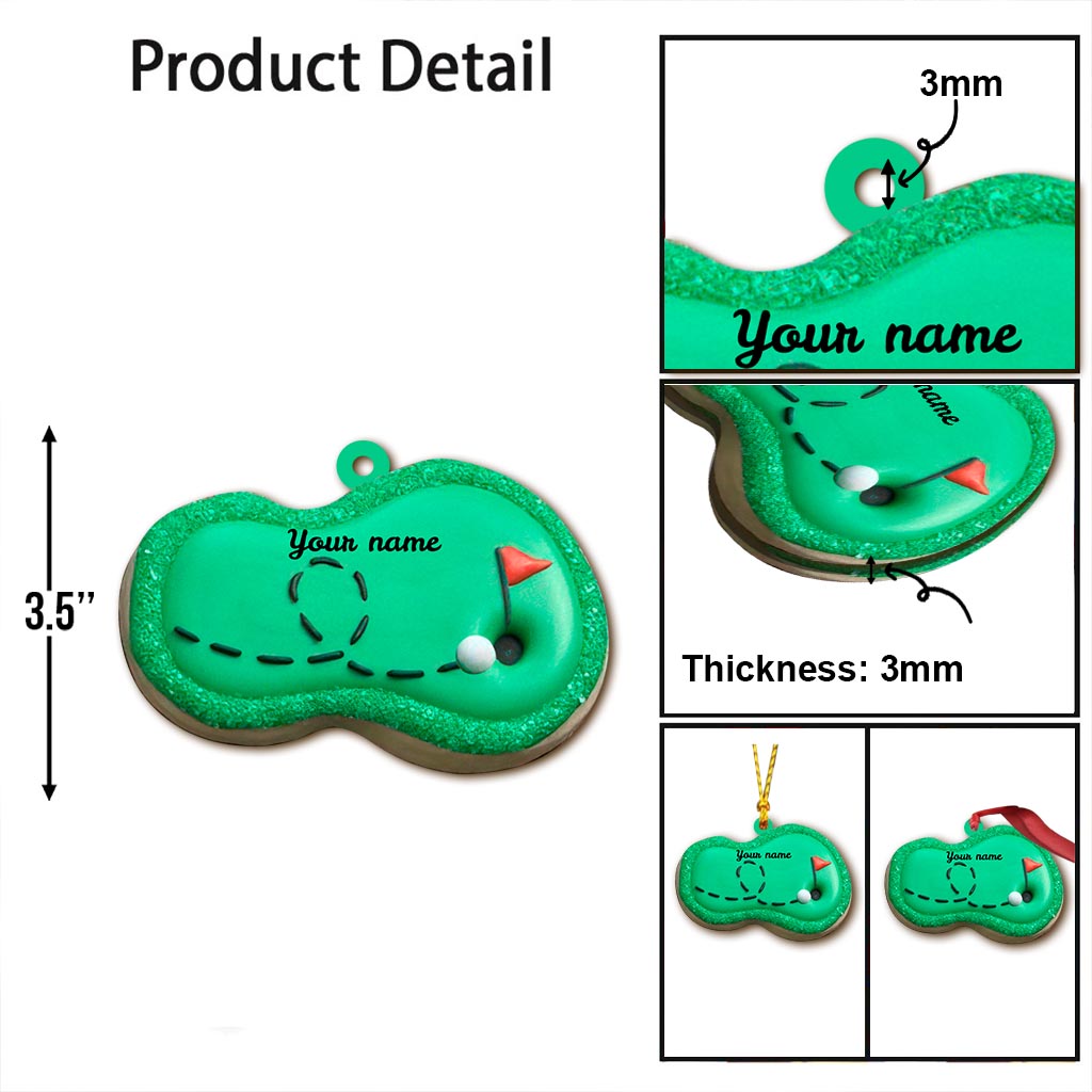 Parcours de golf - Ornement de Noël personnalisé sur le thème du golf (Impression recto verso)
