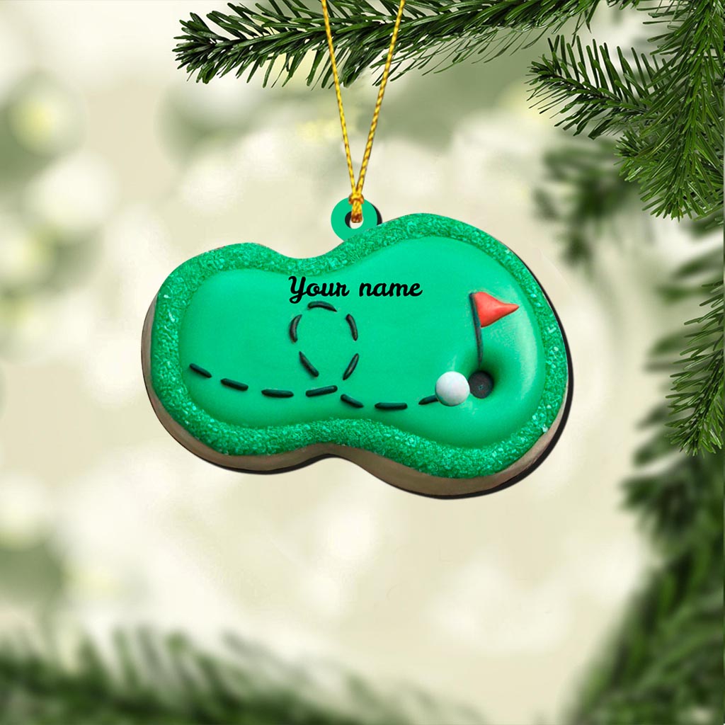 Parcours de golf - Ornement de Noël personnalisé sur le thème du golf (Impression recto verso)