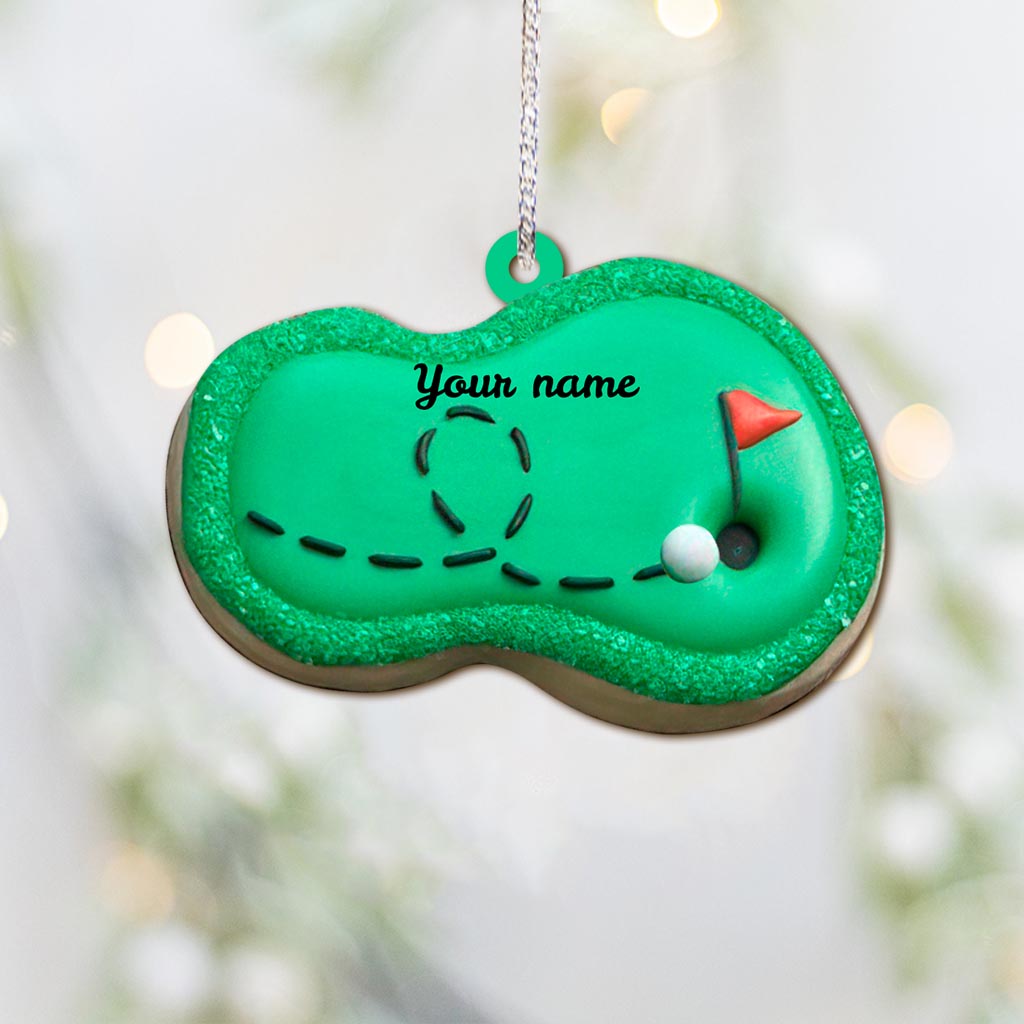 Parcours de golf - Ornement de Noël personnalisé sur le thème du golf (Impression recto verso)