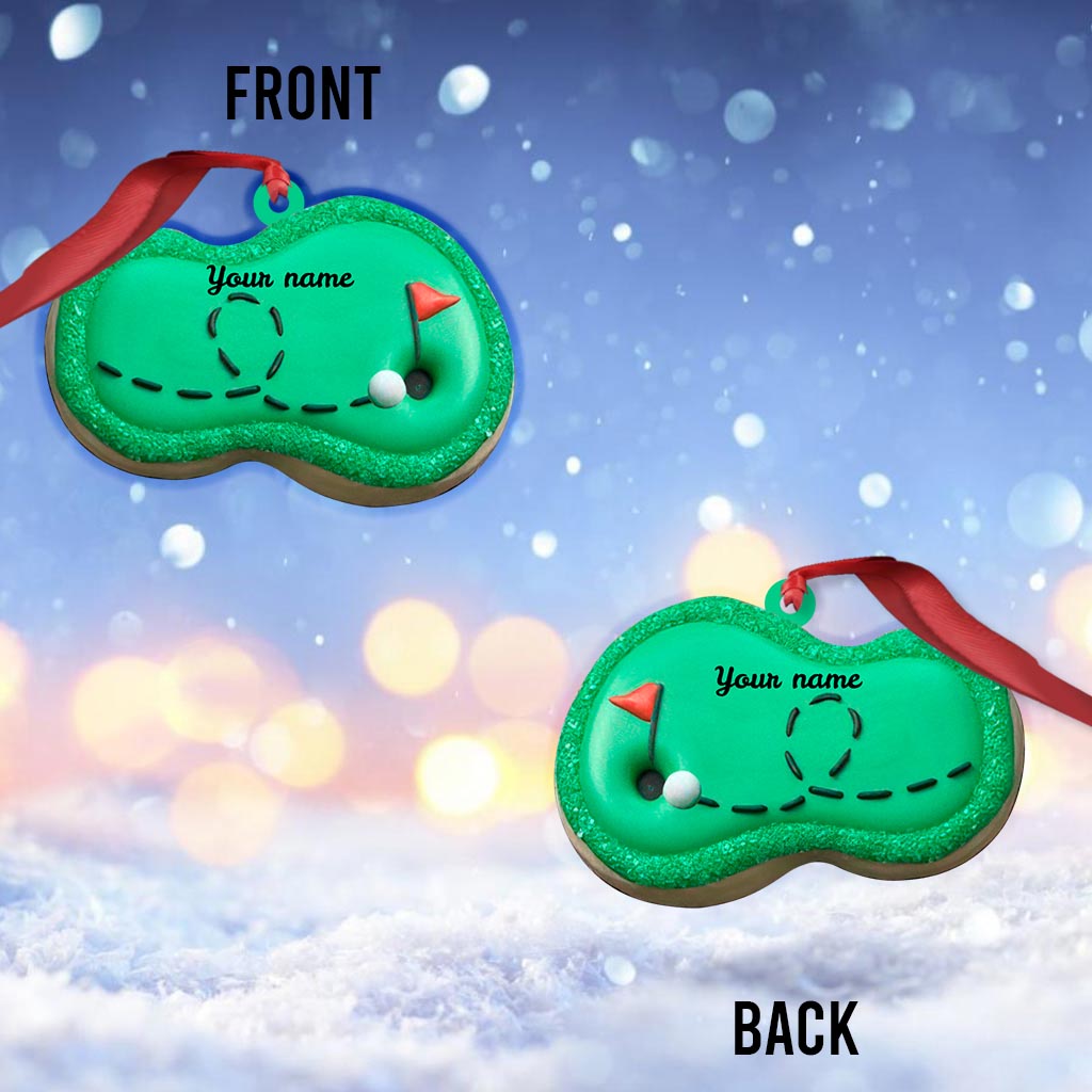 Parcours de golf - Ornement de Noël personnalisé sur le thème du golf (Impression recto verso)