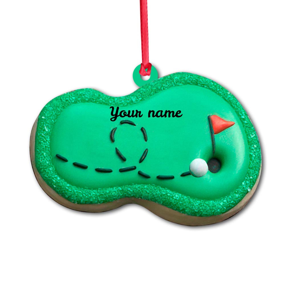 Parcours de golf - Ornement de Noël personnalisé sur le thème du golf (Impression recto verso)