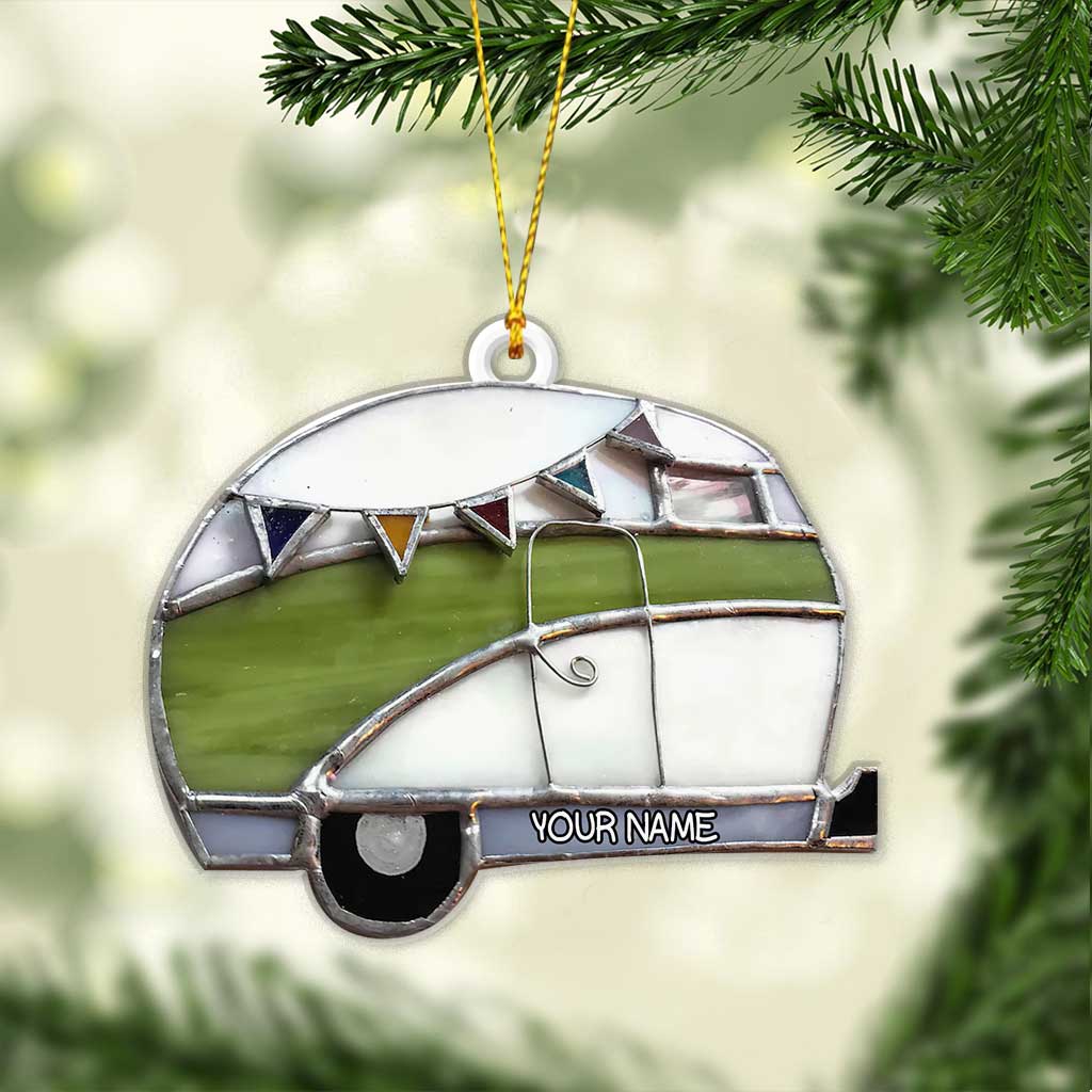 J'adore le camping - Ornement de Noël personnalisé (Impression recto verso)