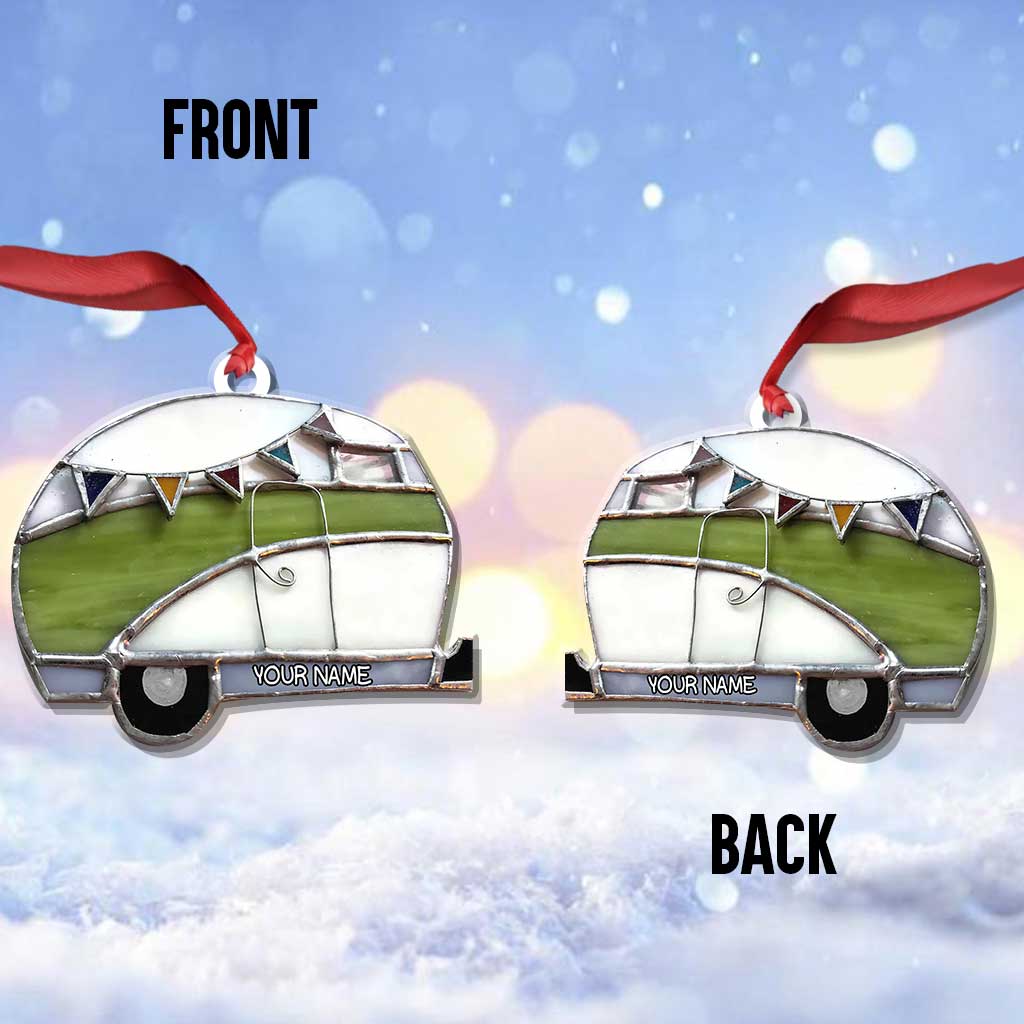 J'adore le camping - Ornement de Noël personnalisé (Impression recto verso)