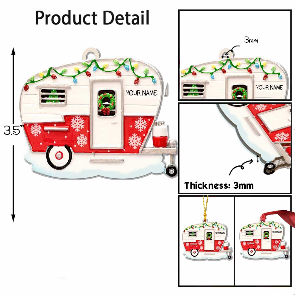 J'adore le camping - Ornement de Noël personnalisé (Impression recto verso)