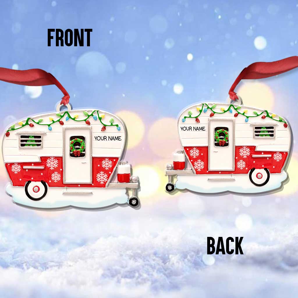 J'adore le camping - Ornement de Noël personnalisé (Impression recto verso)