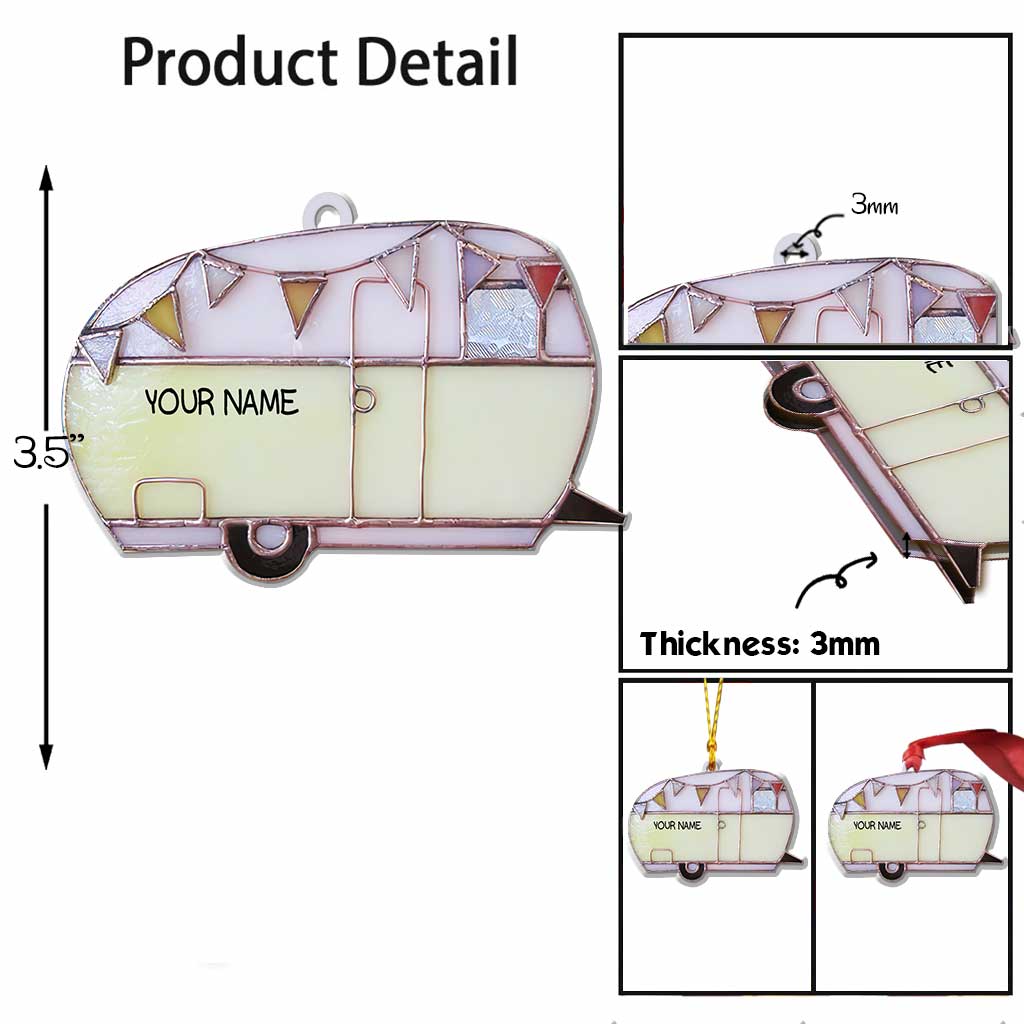 J'adore le camping - Ornement de Noël personnalisé (Impression recto verso)