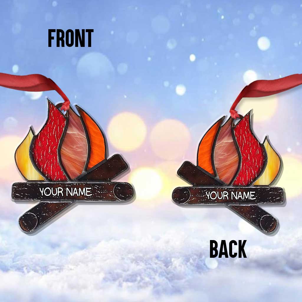 J'adore le camping - Ornement de Noël personnalisé (Impression recto verso)