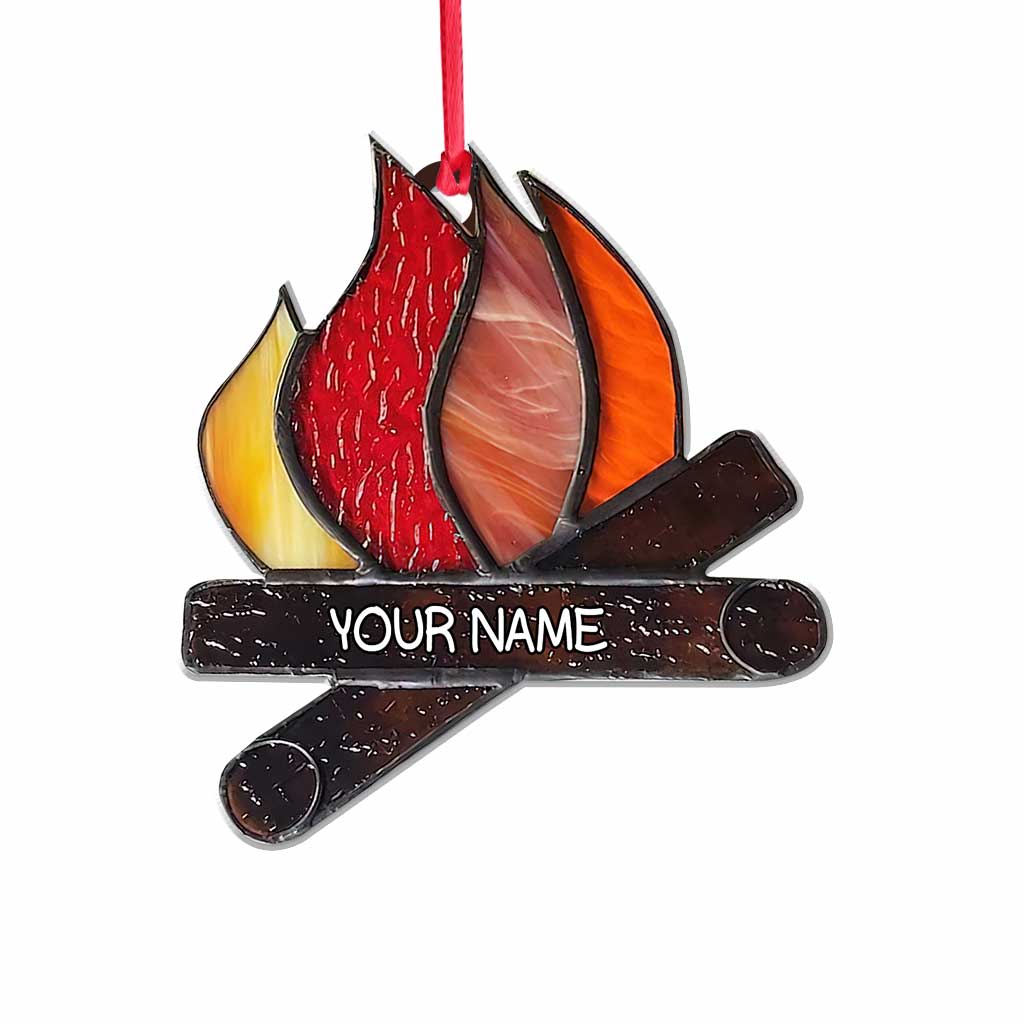 J'adore le camping - Ornement de Noël personnalisé (Impression recto verso)