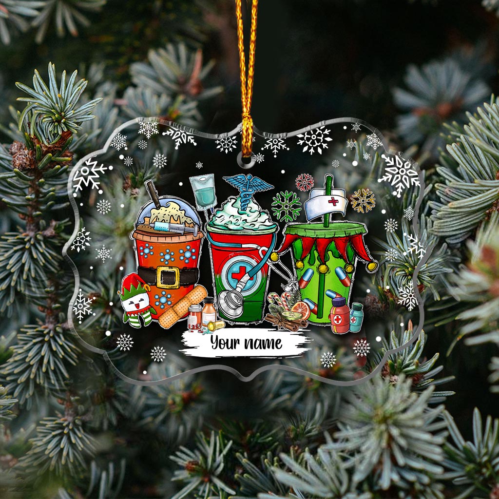 Joyeux Noël - Ornement transparent personnalisé pour infirmière