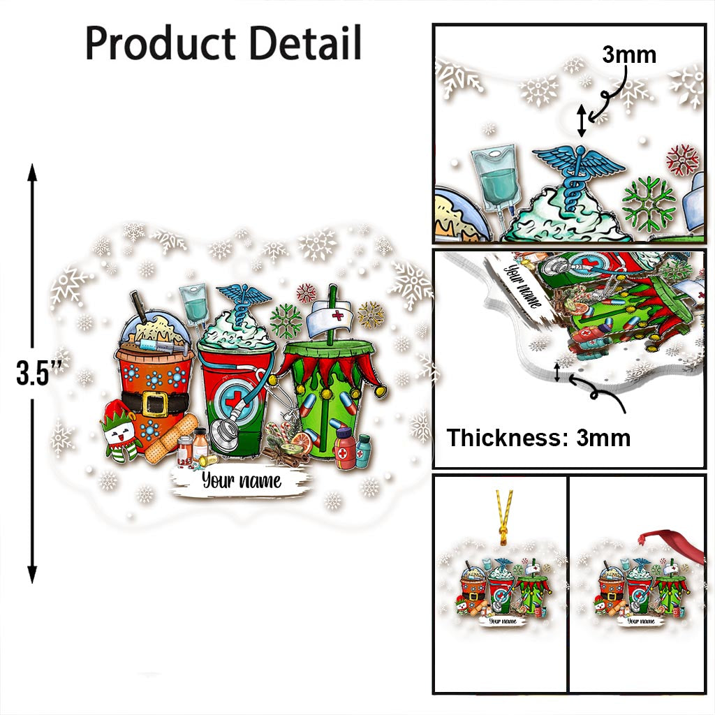 Joyeux Noël - Ornement transparent personnalisé pour infirmière