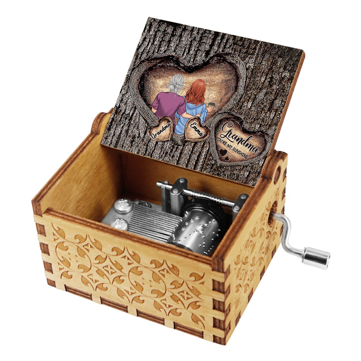 Tu es mon rayon de soleil - Boîte à musique à manivelle personnalisée pour grand-mère