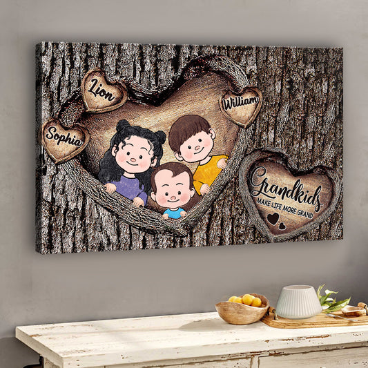 Grandkids Make Life More Grand - Personalized Grandma Canvas and Poster