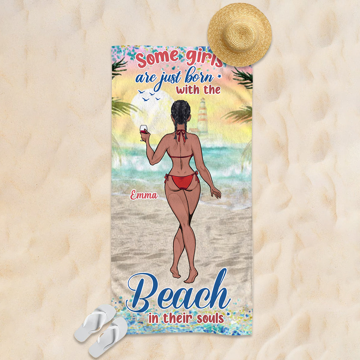 Serviette de plage personnalisée « Sandy Toes Sun Kissed Nose » - Cadeau idéal pour les amoureux de la mer : amie, sœur, petite amie, épouse, maman