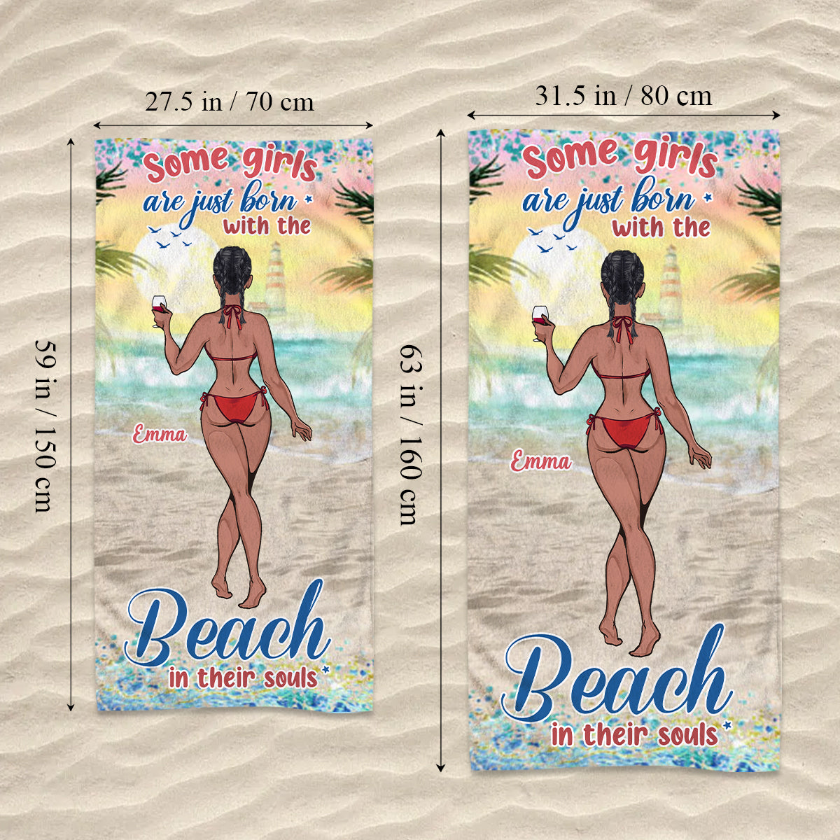 Serviette de plage personnalisée « Sandy Toes Sun Kissed Nose » - Cadeau idéal pour les amoureux de la mer : amie, sœur, petite amie, épouse, maman