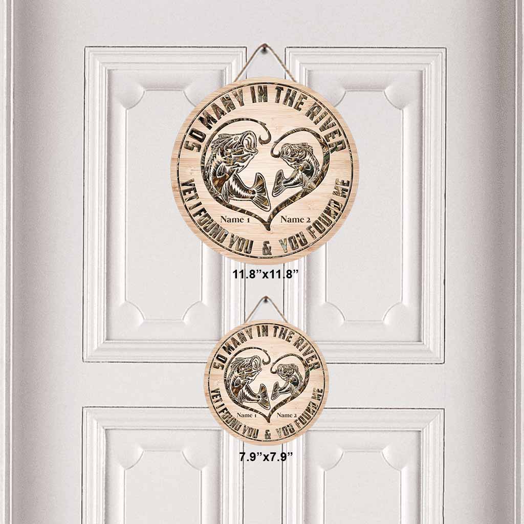 Tant de monde dans la rivière - Panneau rond en bois personnalisé « Pêche »