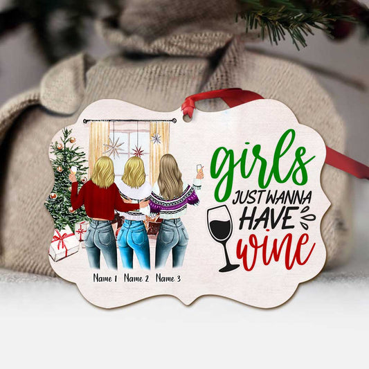 Les amis ne laissent pas leurs amis boire du vin seuls - Ornement de Noël personnalisé pour meilleure amie (Imprimé des deux côtés)