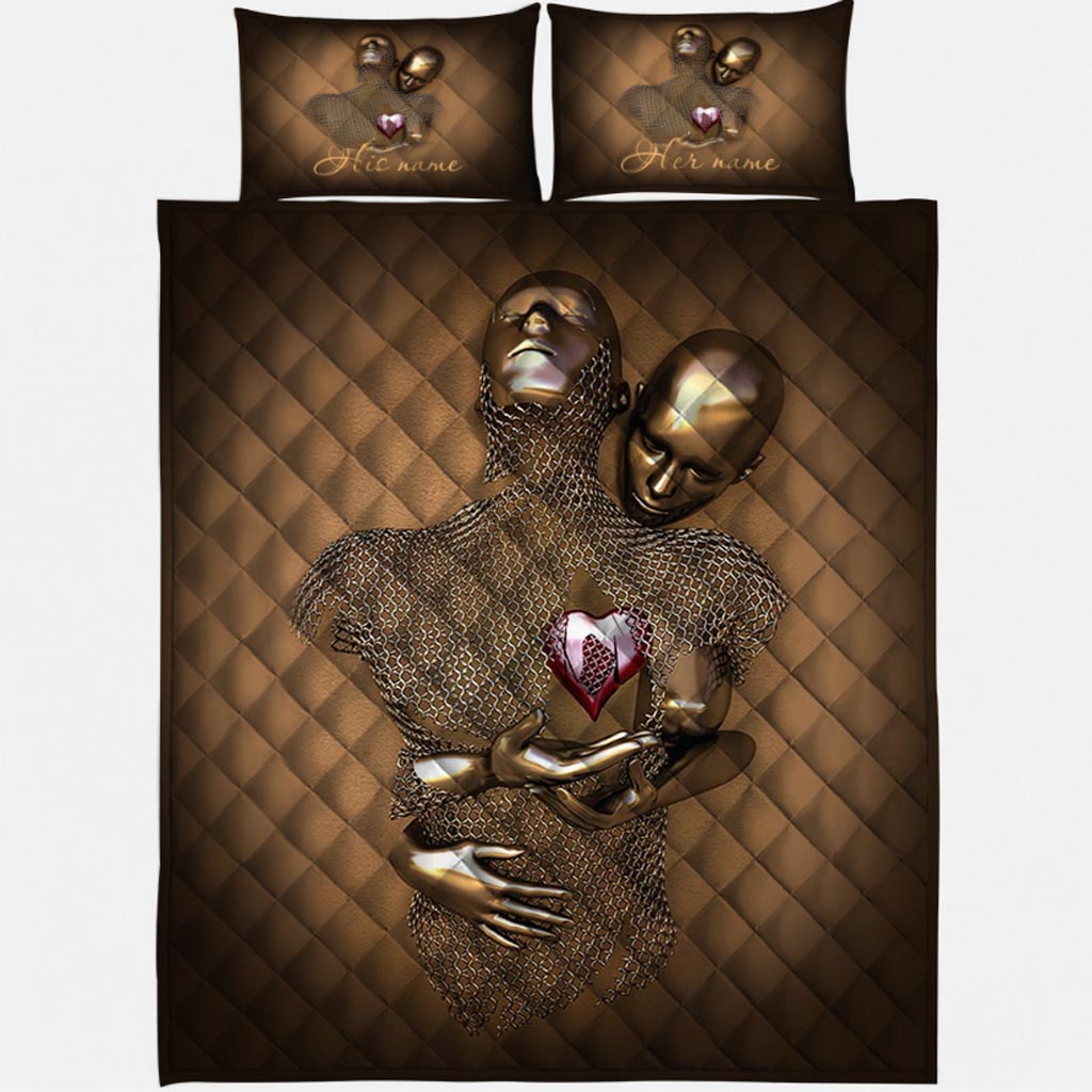 Ensemble de courtepointe personnalisé pour couple avec motif imprimé en 3D