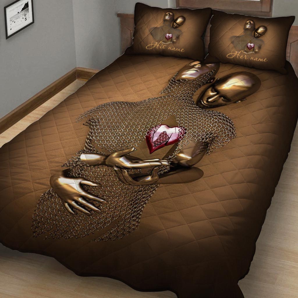 Ensemble de courtepointe personnalisé pour couple avec motif imprimé en 3D