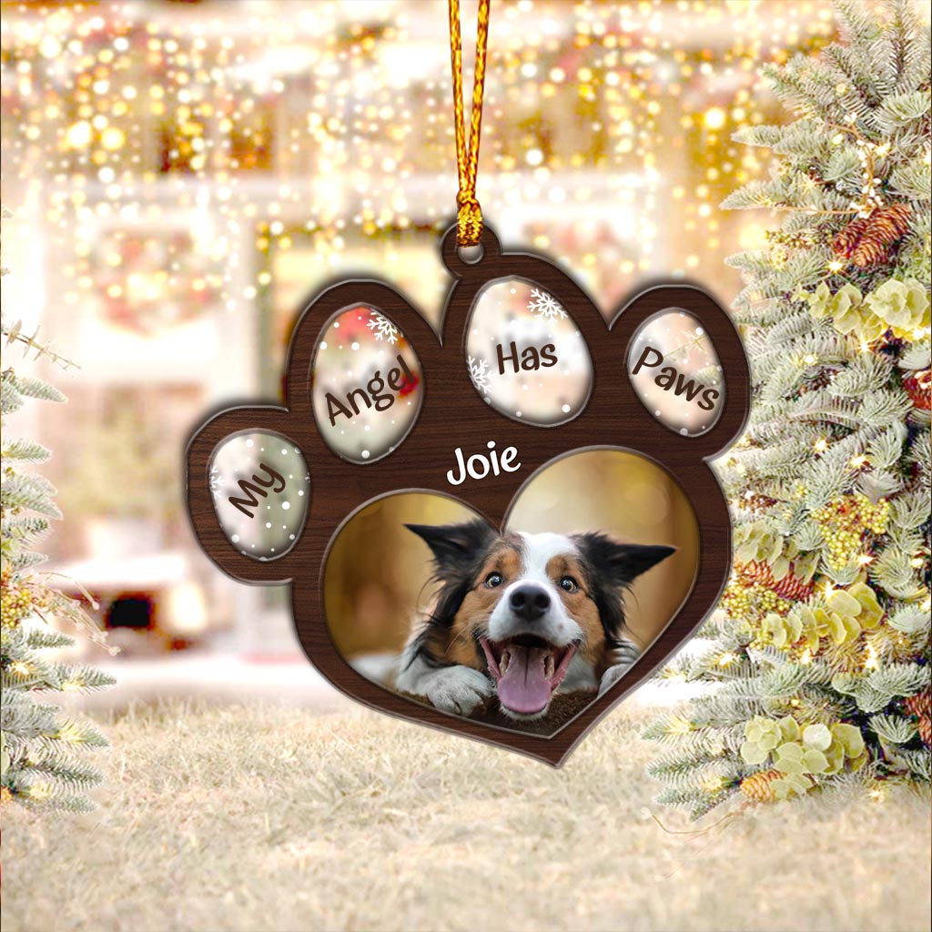 My Angel Has Paws - Personalized Christmas Dog Layers Mix Ornament
