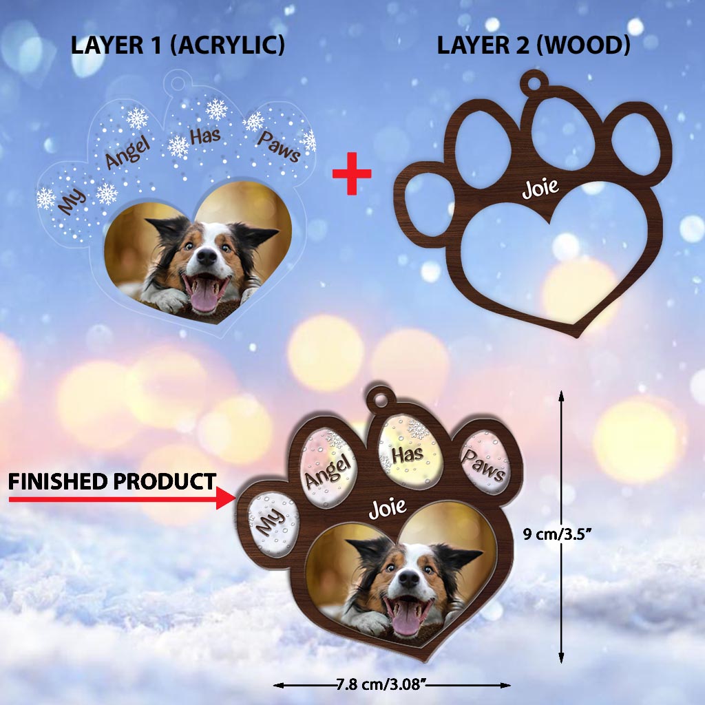 My Angel Has Paws - Personalized Christmas Dog Layers Mix Ornament