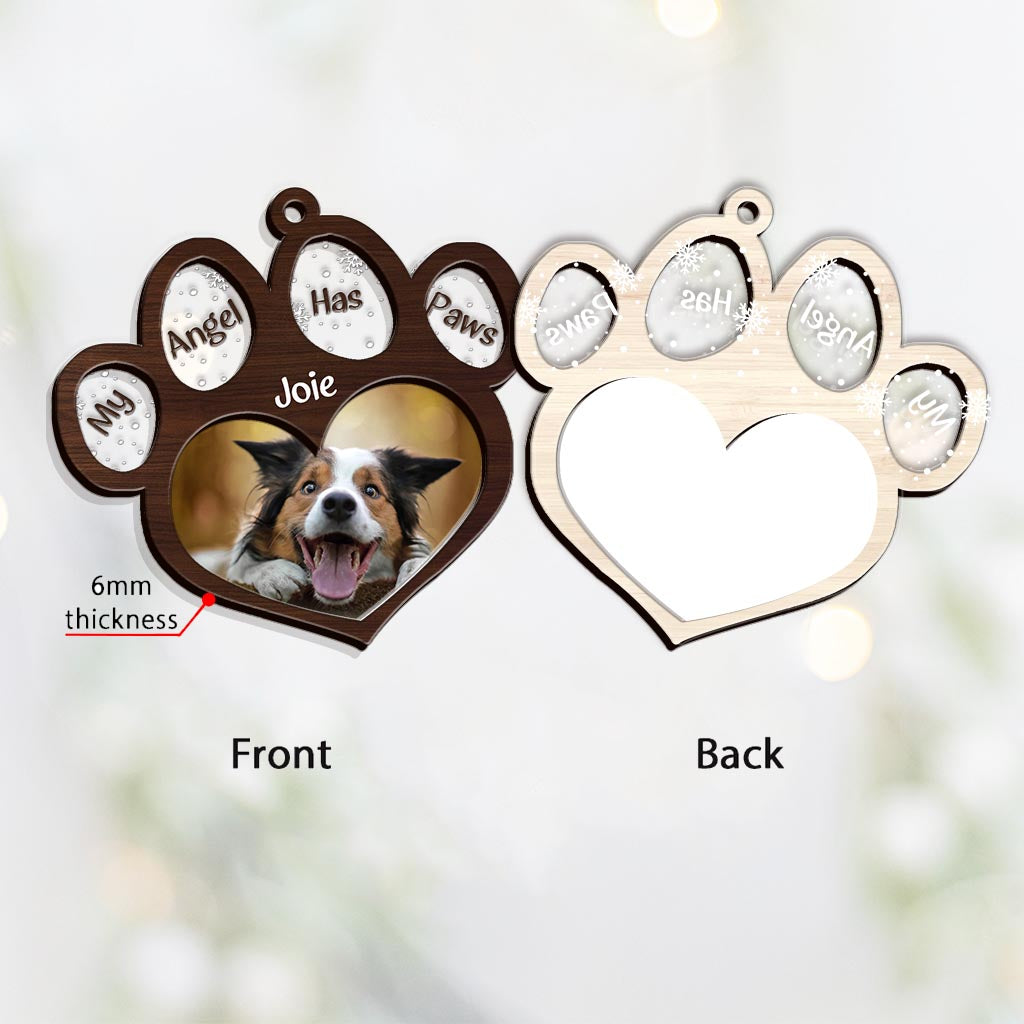 My Angel Has Paws - Personalized Christmas Dog Layers Mix Ornament