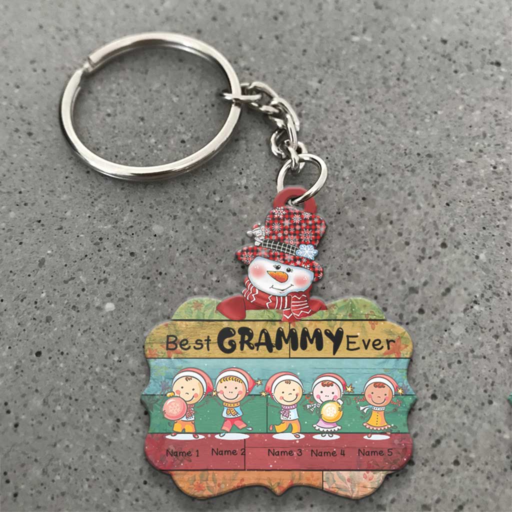 Meilleure Mimi Claus - Porte-clés de Noël personnalisé pour grand-mère (Imprimé des deux côtés)